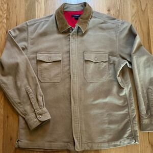 J Crew M Beige Barn Jacket Corduroy Collar Workwear Chore Coat Style 61772